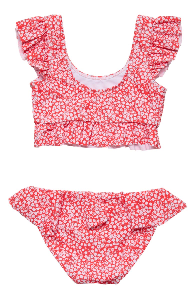 Snapper Rock Ditsy Bloom Crop Two-Piece Swimsuit, Alternate, color, Red