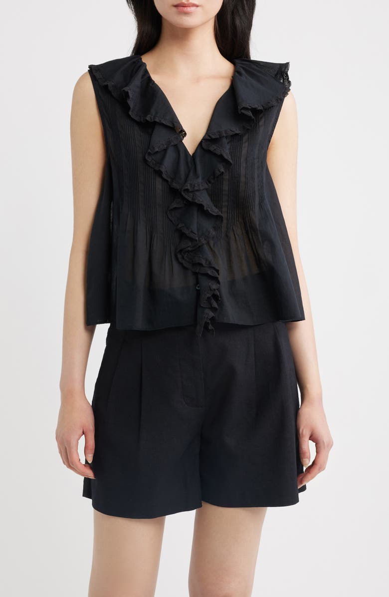 DÔEN Hilda Pintucked Sleeveless Organic Cotton Top, Main, color,