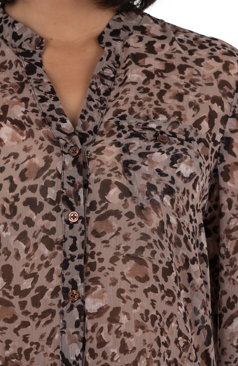 KUT from the Kloth Jasmine Chiffon Button-Up Shirt, Alternate, color, Castile Taupe Beige