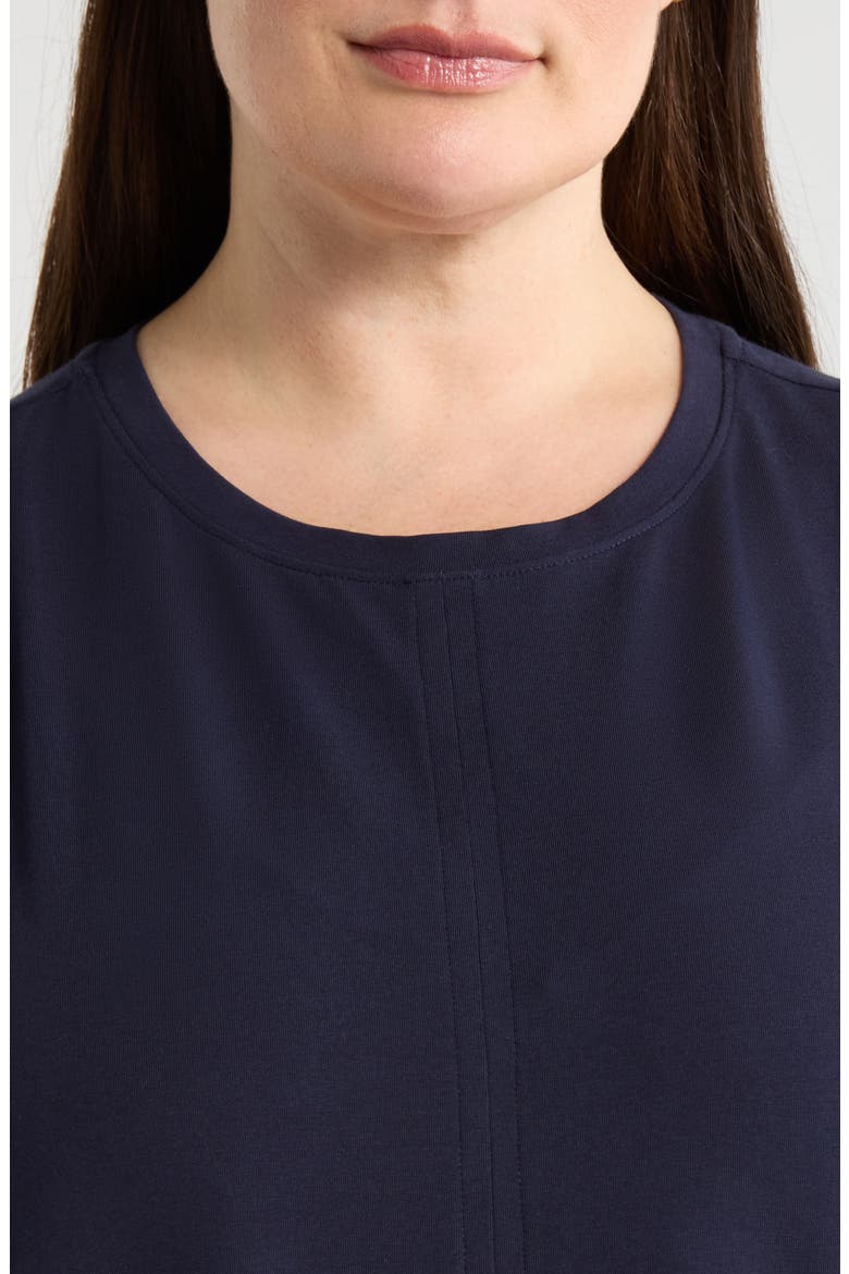 Sleeveless Stretch Cotton Jersey Midi Dress, Alternate, color, INK