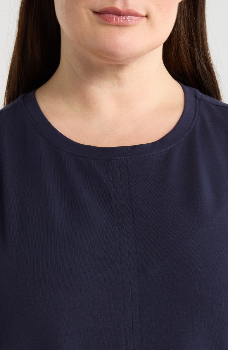 Eileen Fisher Sleeveless Stretch Cotton Jersey Midi Dress, Alternate, color, Ink