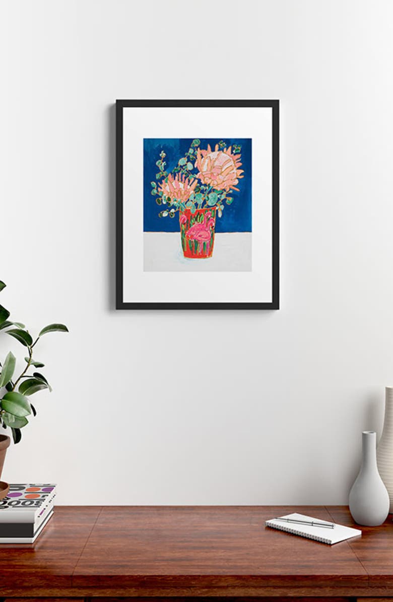 Deny Designs Protea in Enamel Flamingo Tumbler Framed Art Print, Alternate, color, Blue