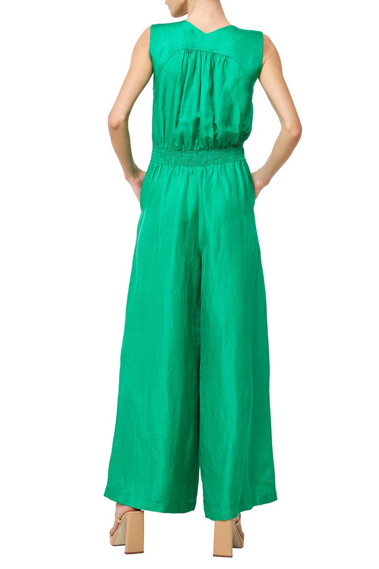 Linnie TIe Front Wide Leg Jumpsuit, Alternate, color, GREEN