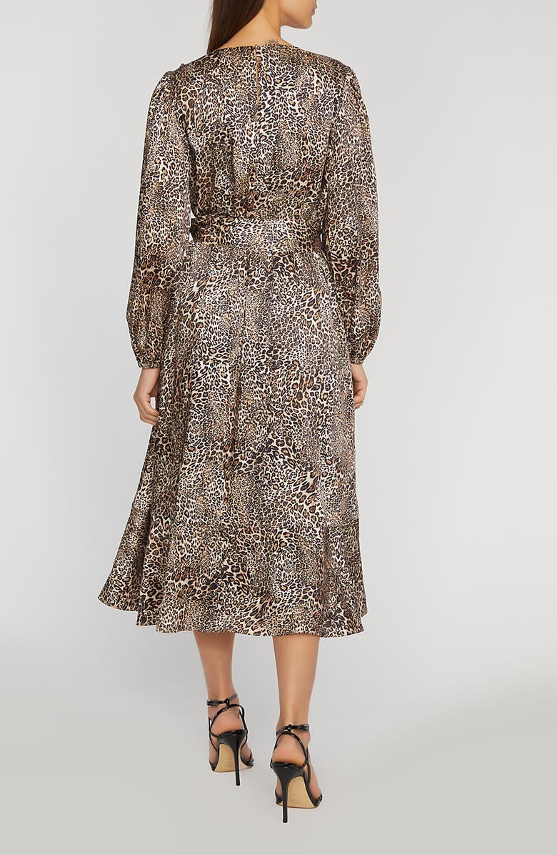 Elie Tahari The Jada Leopard Print Long Sleeve Midi Dress, Alternate, color, Mythical Leopard Print