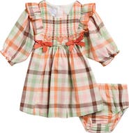 Iris & Ivy Harvest Plaid Smocked Long Sleeve Cotton Dress with Bloomers