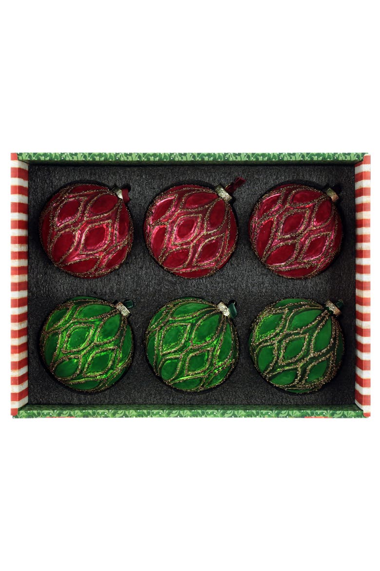 Velvet Leaf Ornament, Box of 6, Alternate, color, Red