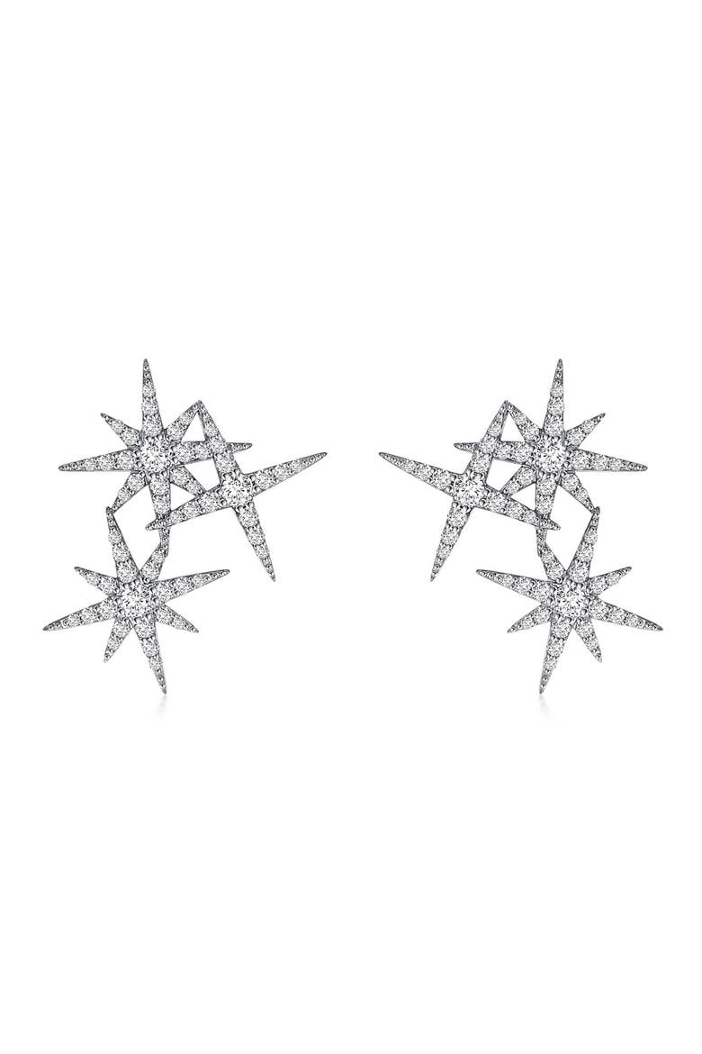 Simulated Diamond Star Cluster Drop Earrings, Main, color, WHITE