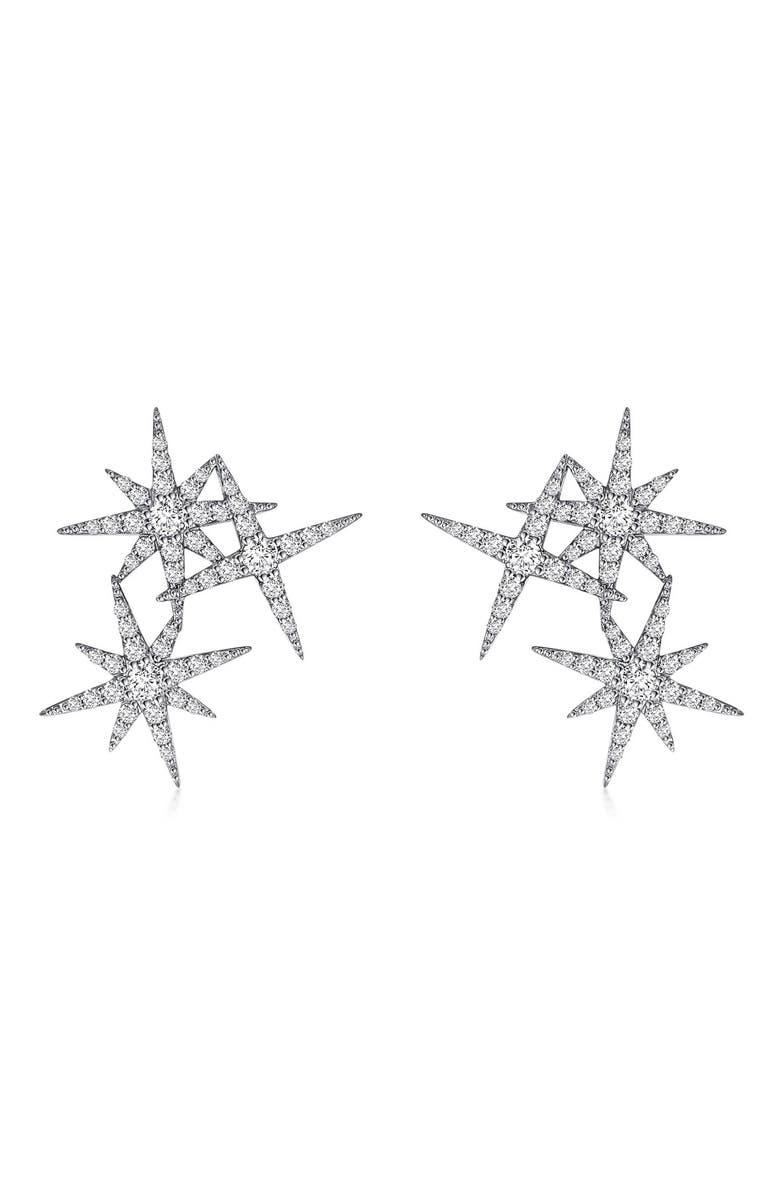 Lafonn Simulated Diamond Star Cluster Drop Earrings, Main, color, 