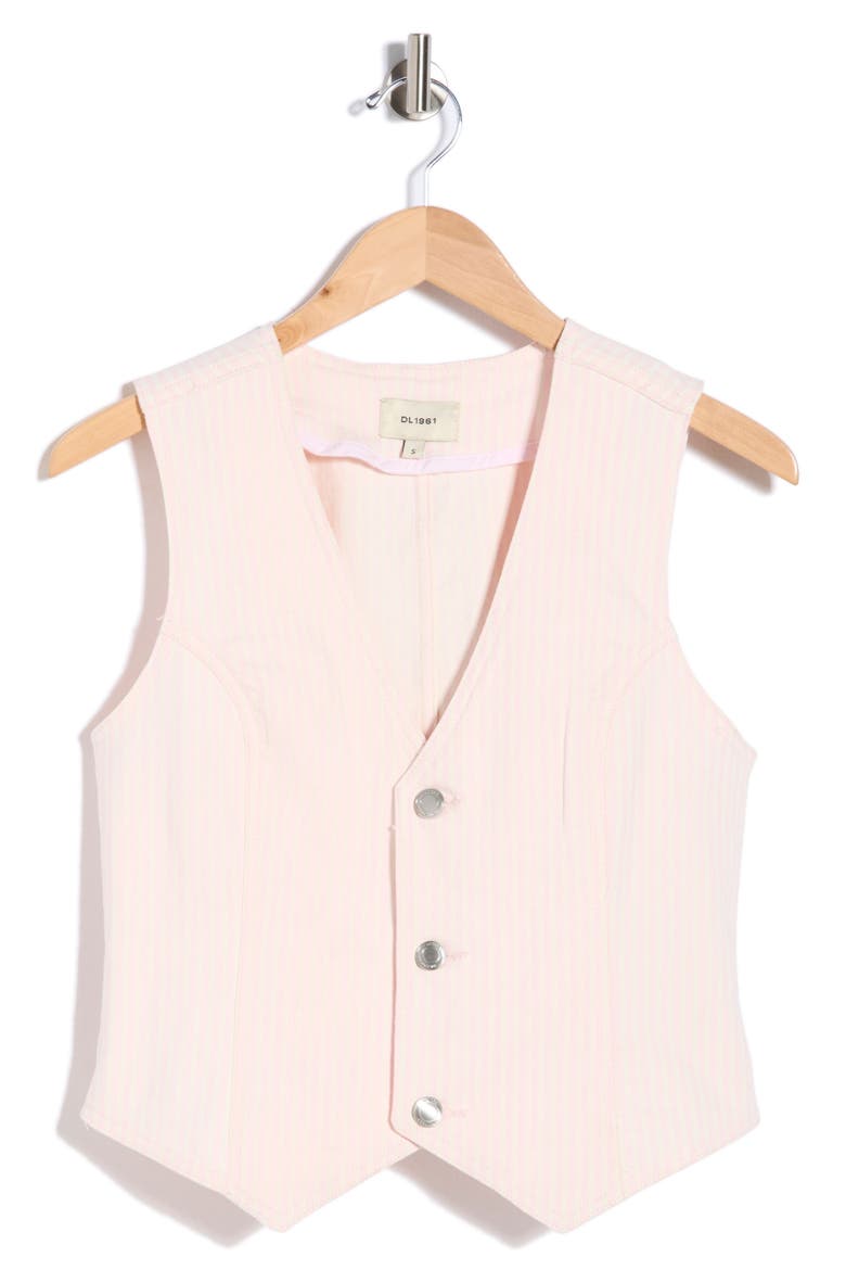 Stripe Denim Vest, Main, color, PINK STRIPE