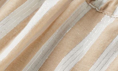 Scotch & Soda High Waist Stripe Cotton Blend Drawstring Shorts In Desert Sand Stripe With Lurex
