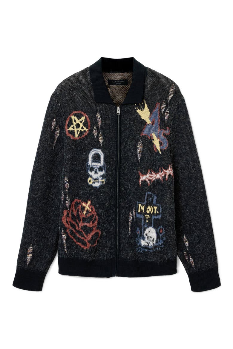 Meller Zip-Up Cardigan, Alternate, color, BLACK
