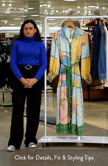 City Chic Ezra Mixed Print Long Sleeve Maxi Shirtdress (Women) | Nordstrom