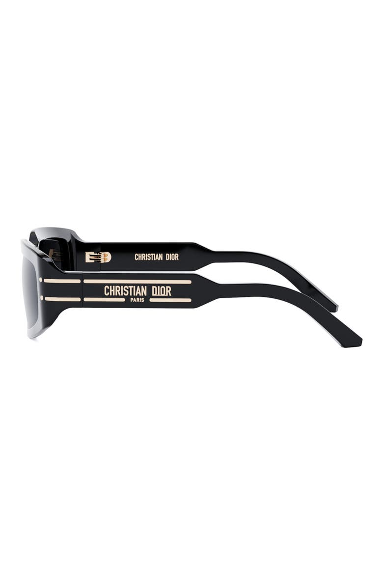 'DiorSignature S9U 56mm Geometric Sunglasses, Alternate, color, SHINY BLACK / SMOKE