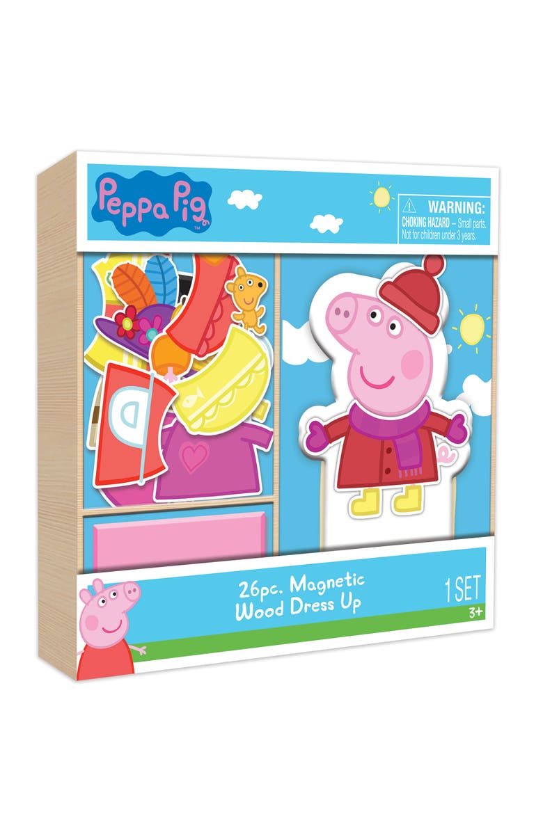 Peppa Pig Magnetic Dress Up 26Pc Wooden Playset, 23 Magnets,3+, Main, color,