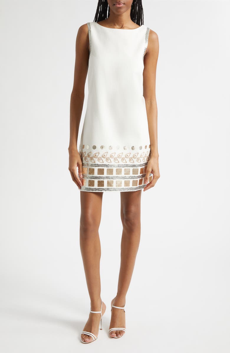 Cinq à Sept Tabitha Embellished Sheath Dress, Main, color, Ivory
