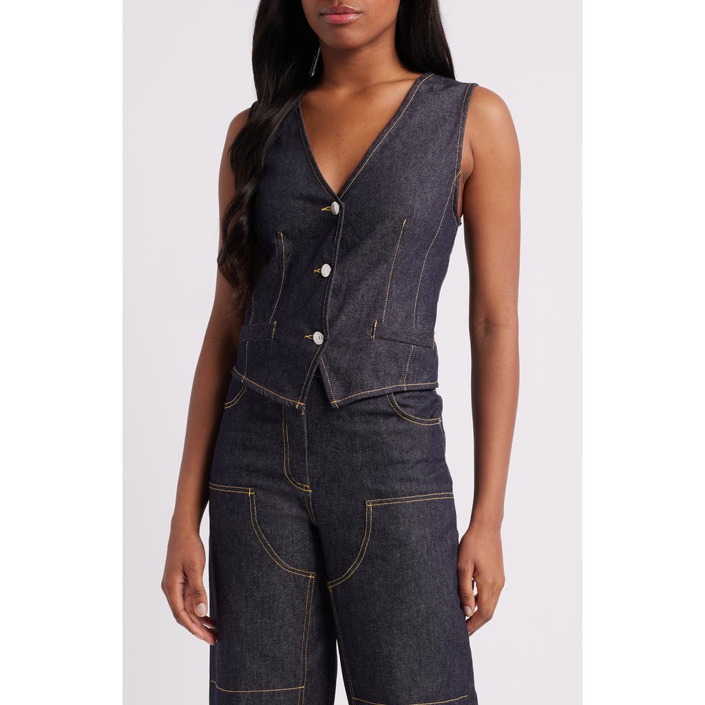 Steve Madden Selene Denim Vest In Purple