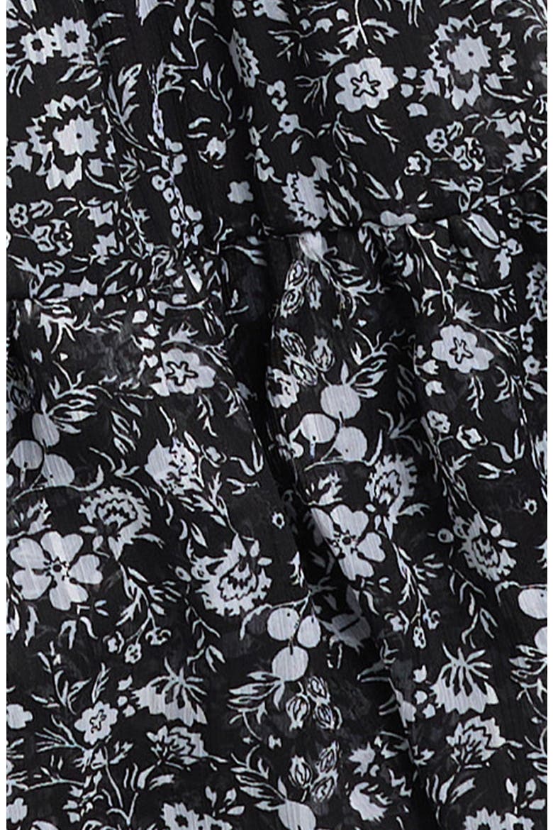 Kids' Smocked Bodice Chiffon Romper, Alternate, color, BLACK DITSY