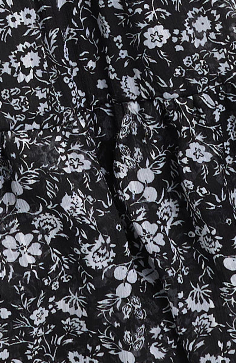 Love, Fire Kids' Smocked Bodice Chiffon Romper, Alternate, color, Black Ditsy