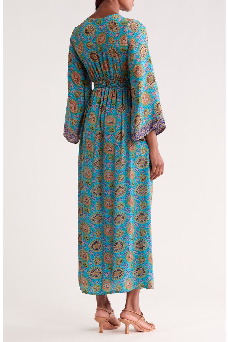 Bell Sleeve Midi Dress, Alternate, color, YELLOW/ GREEN/ BLUE