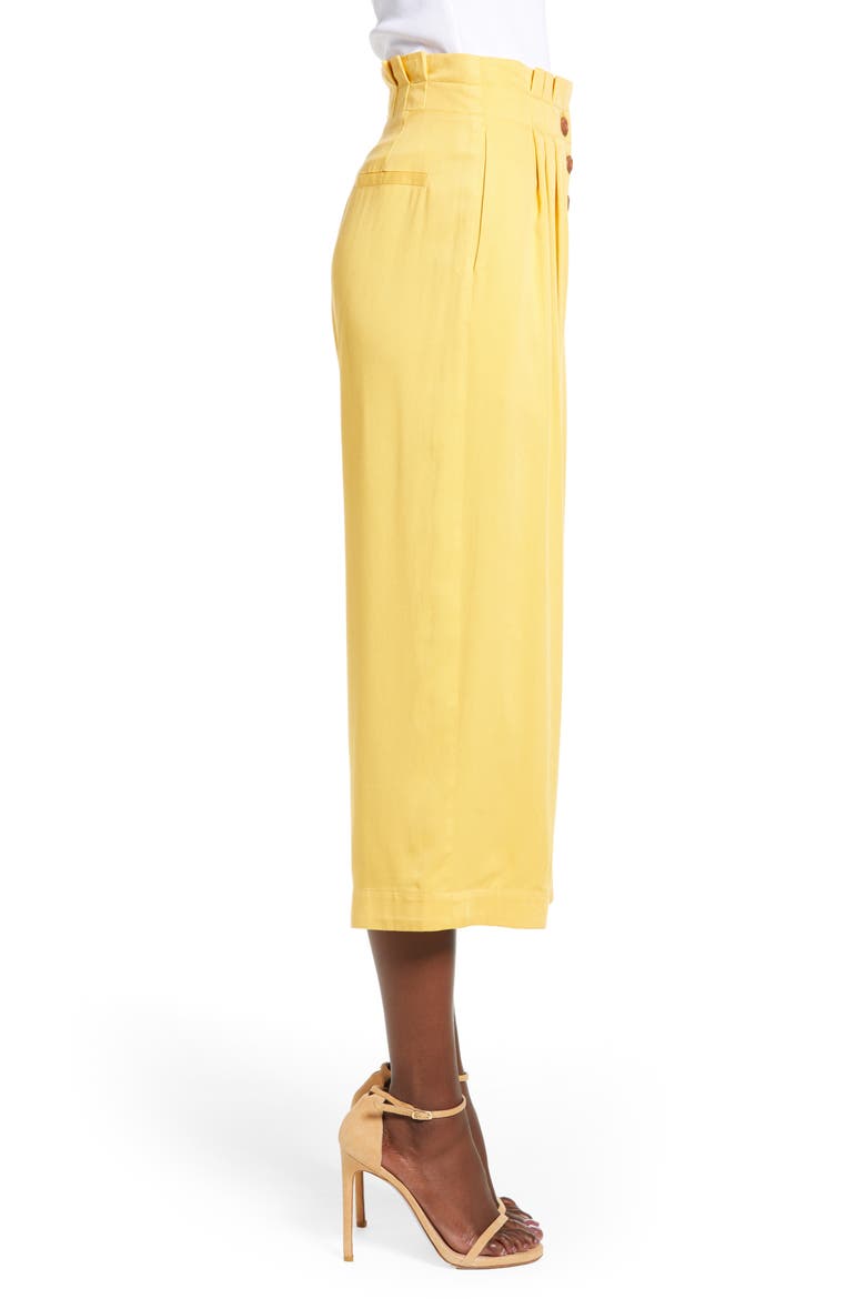 Pleated Crop Trousers, Alternate, color, YELLOW