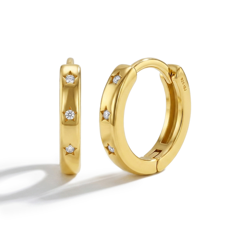 Star Cz Plated Hoop Earrings