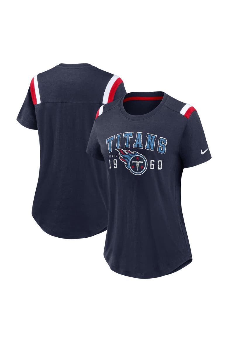 Women's Nike  College Navy Tennessee Titans Historic Slub Fashion T-Shirt, Alternate, color, College Navy