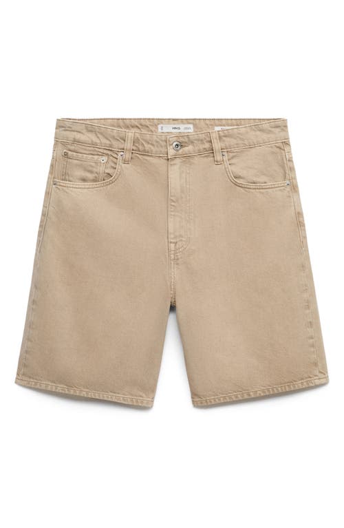 Mango Regular Fit Denim Shorts In Neutral