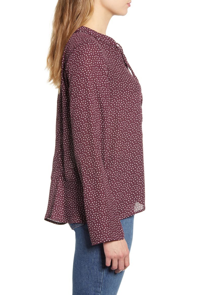 Samara Tie Neck Long Sleeve Blouse, Alternate, color, PLUM SPECKLE