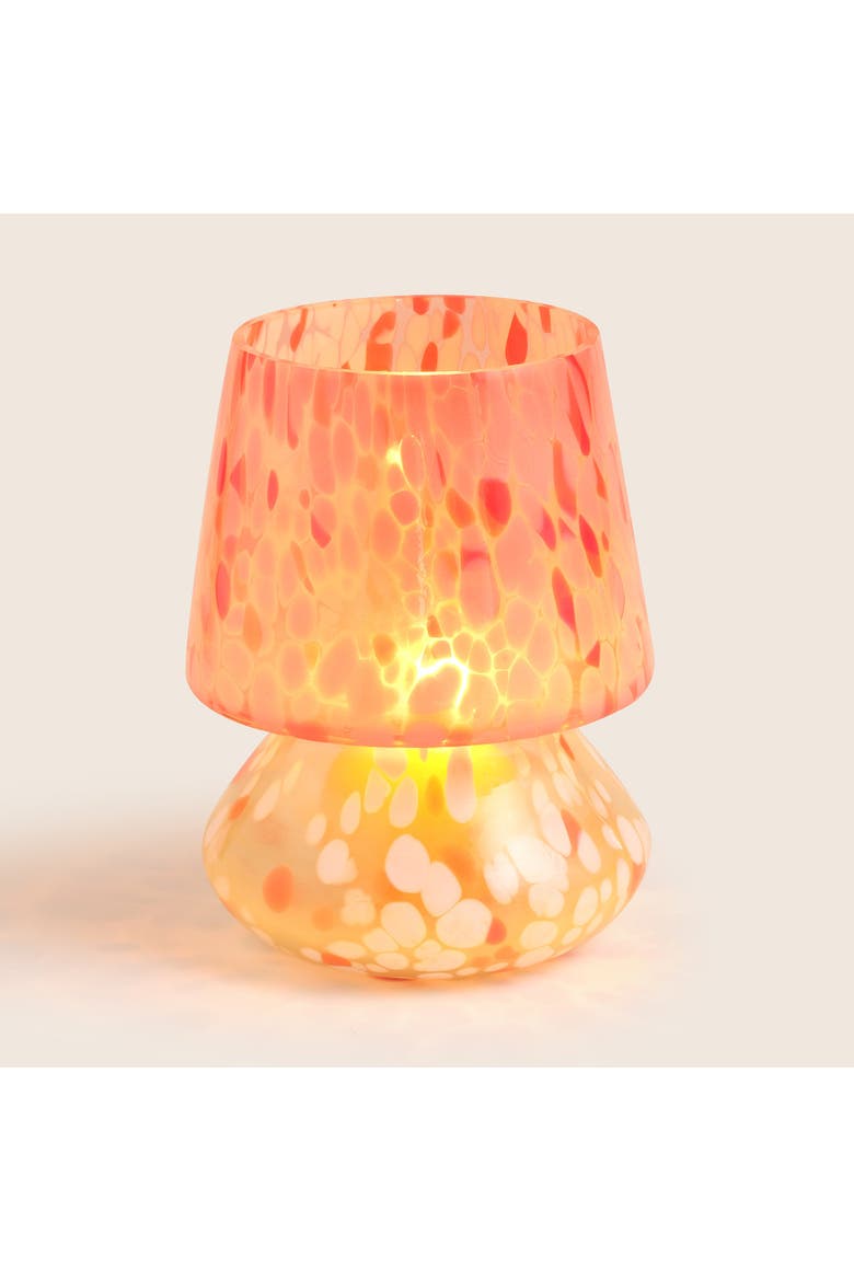 Aravali Glass Candle Holder 5.5" x 5.5" x 7" Ambient Decor, Alternate, color, Pink
