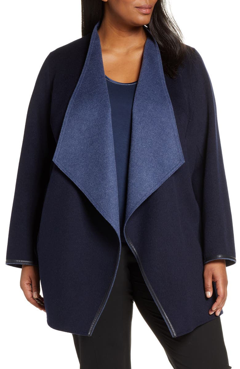 Lafayette 148 New York Valasca Reversible Wool & Cashmere Jacket, Main, color, Marine Blue/ Denim