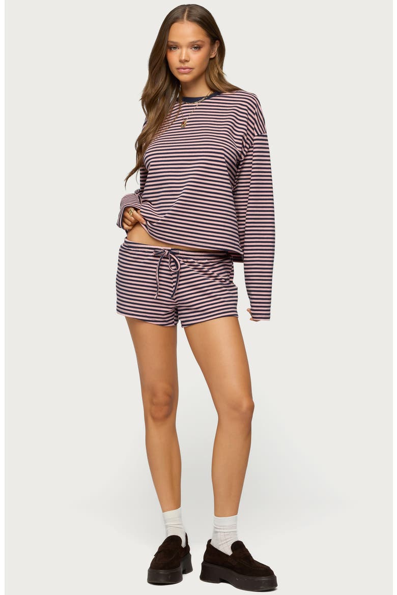 Jainee Stripe Drawstring Shorts, Alternate, color, NAVY-AND-PINK