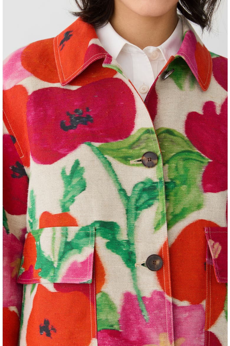 Blossom Print Linen & Cotton Canvas Jacket, Alternate, color, NATURAL MULTI