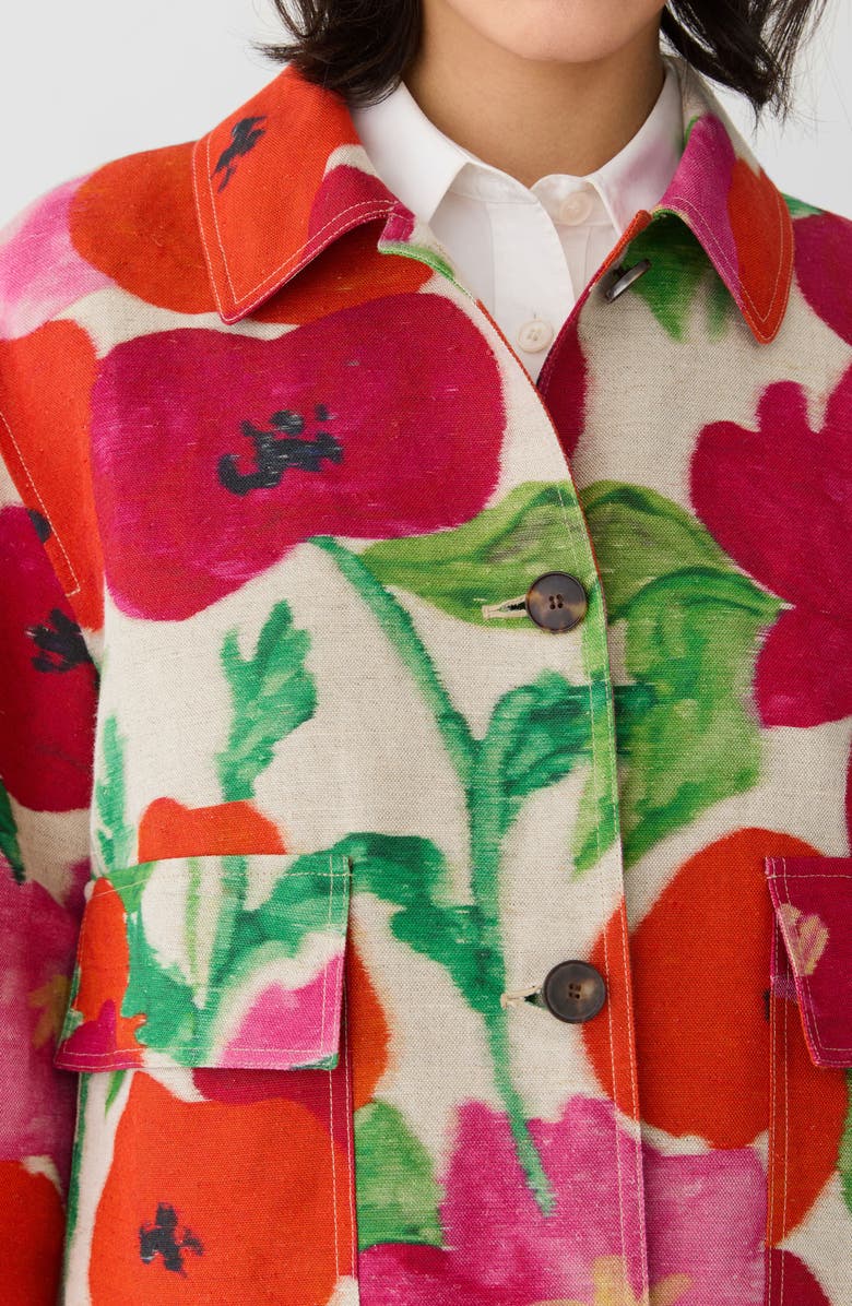 Lafayette 148 New York Blossom Print Linen & Cotton Canvas Jacket, Alternate, color, Natural Multi
