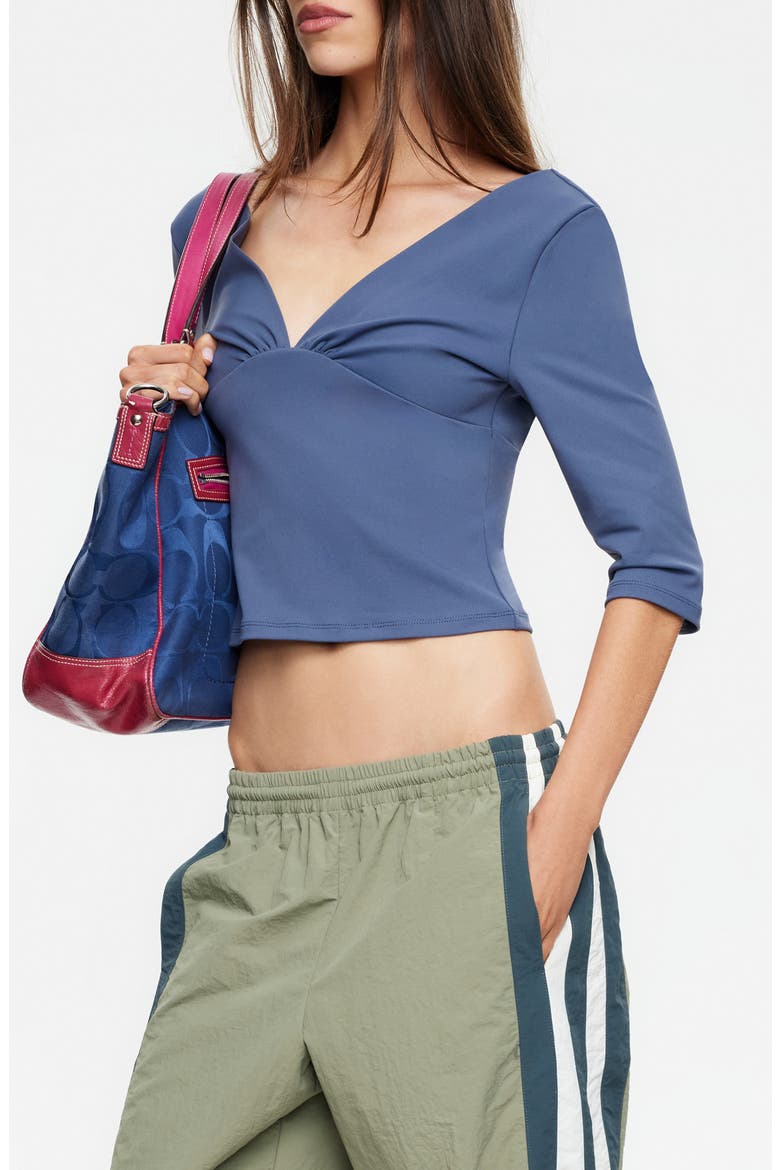Canyon V-Neck Cropped Top, Alternate, color, MIDNIGHT BLUE