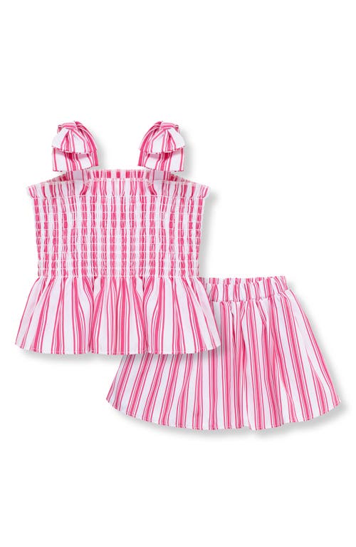 Habitual Kids Stripe Smocked Top & Skirt Set In Pink
