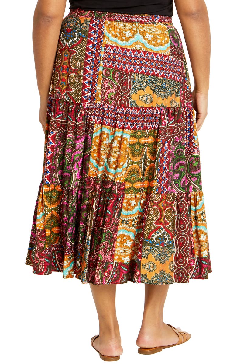City Chic Erica Print Midi Skirt, Alternate, color, Kaleidoscope