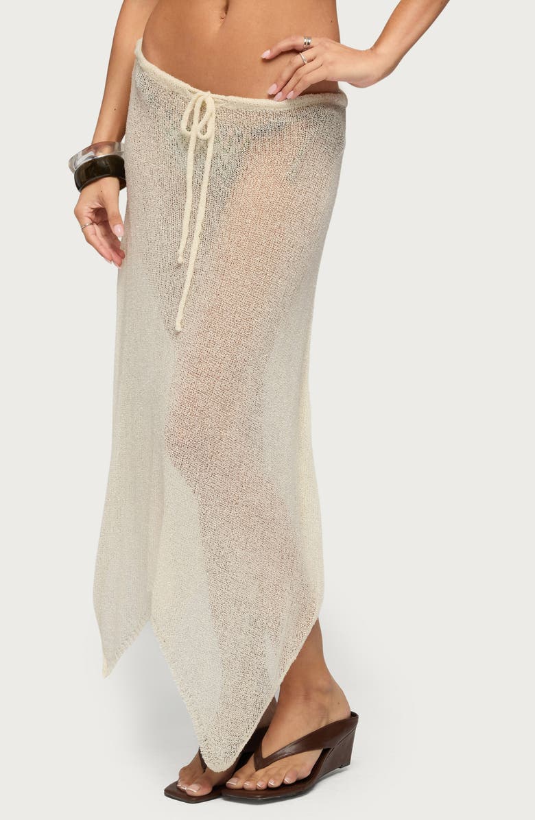 EDIKTED Isla Sheer Knit Cover-Up Skirt, Alternate, color, Beige