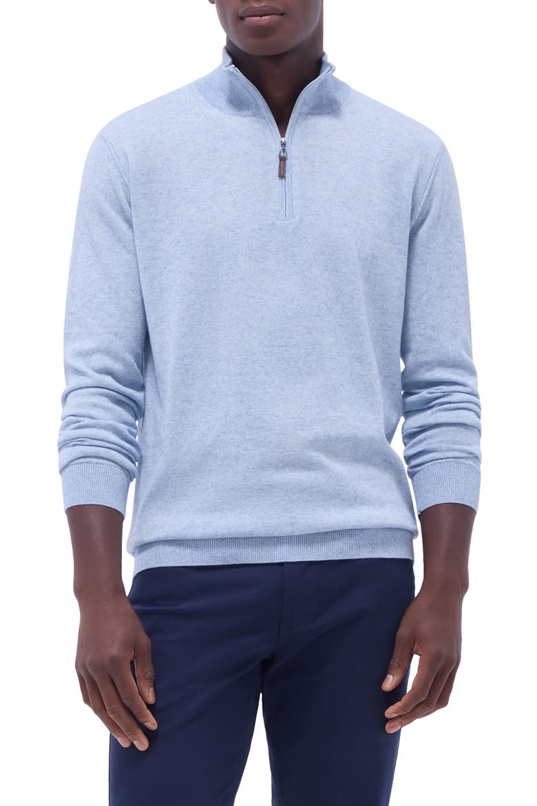 Quarter Zip Cotton & Cashmere Pullover, Main, color, RIVIERA