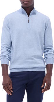 Bugatchi Quarter Zip Cotton & Cashmere Pullover