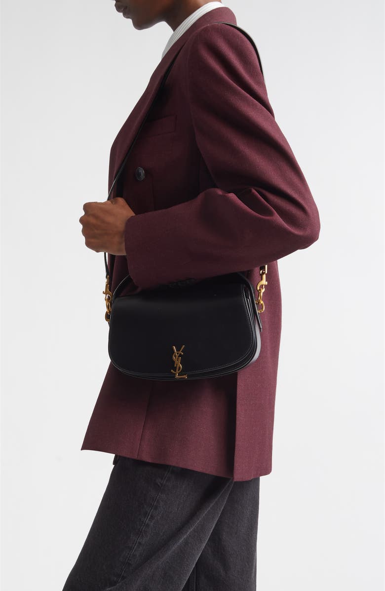 Saint Laurent Voltaire Leather Crossbody Bag, Alternate, color, Nero