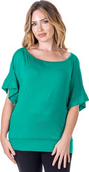 24seven Comfort Apparel Loose Fit Dolman Top with Wide Sleeves