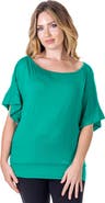 24seven Comfort Apparel Loose Fit Dolman Top with Wide Sleeves