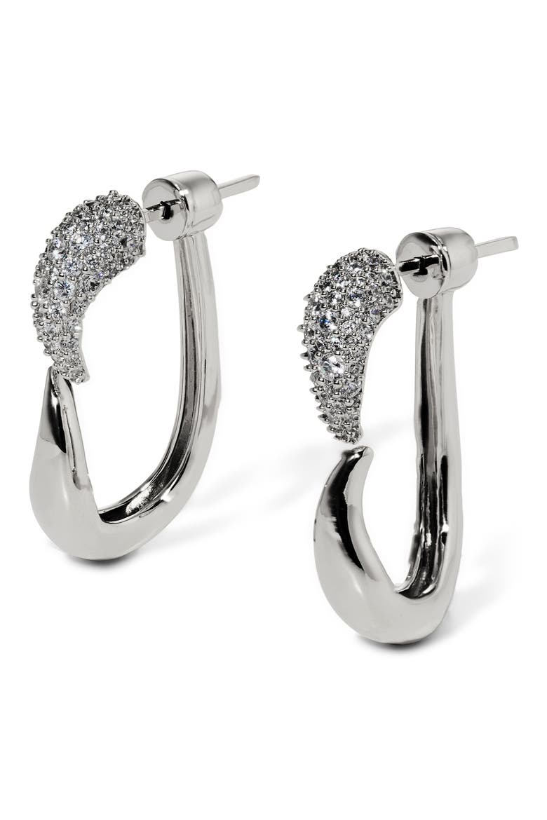 Pisa Front/Back Earrings, Main, color, RHODIUM