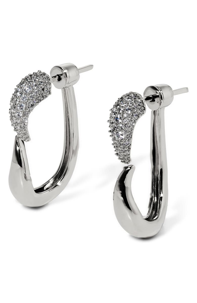Nadri Pisa Front/Back Earrings, Main, color, Rhodium