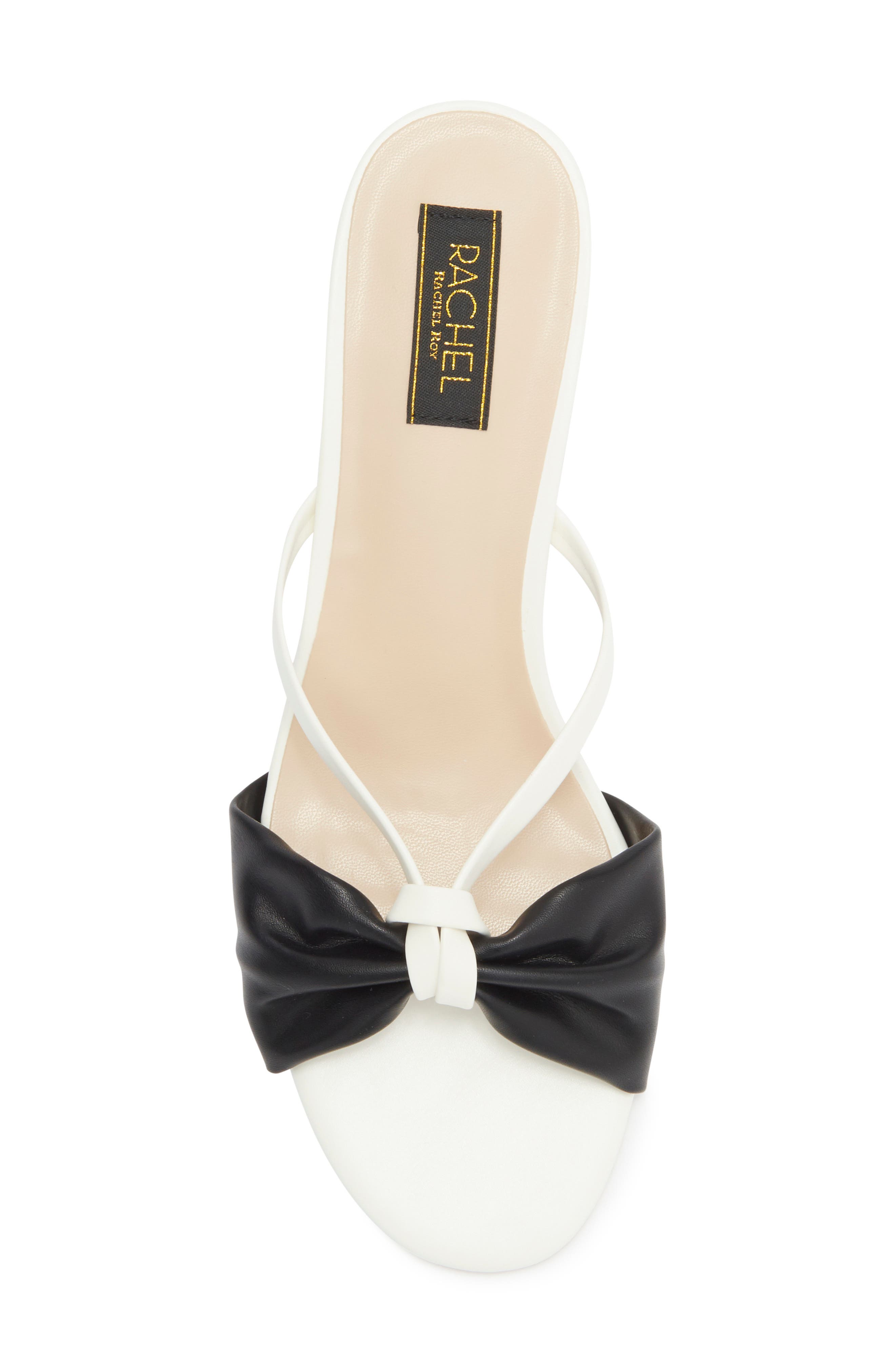 RACHEL Rachel Roy Jane Bow Slide Sandal, Alternate, color, Black/ White