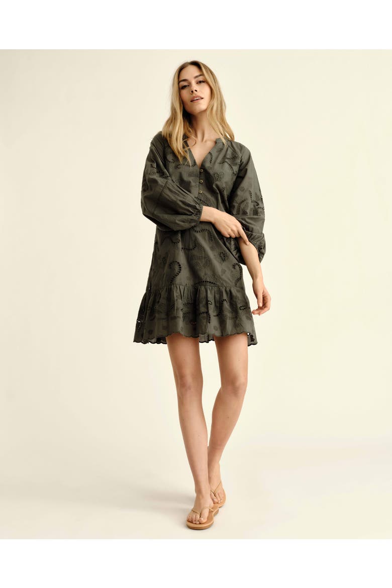 Selwin Eyelet Mini Dress, Main, color, Moss