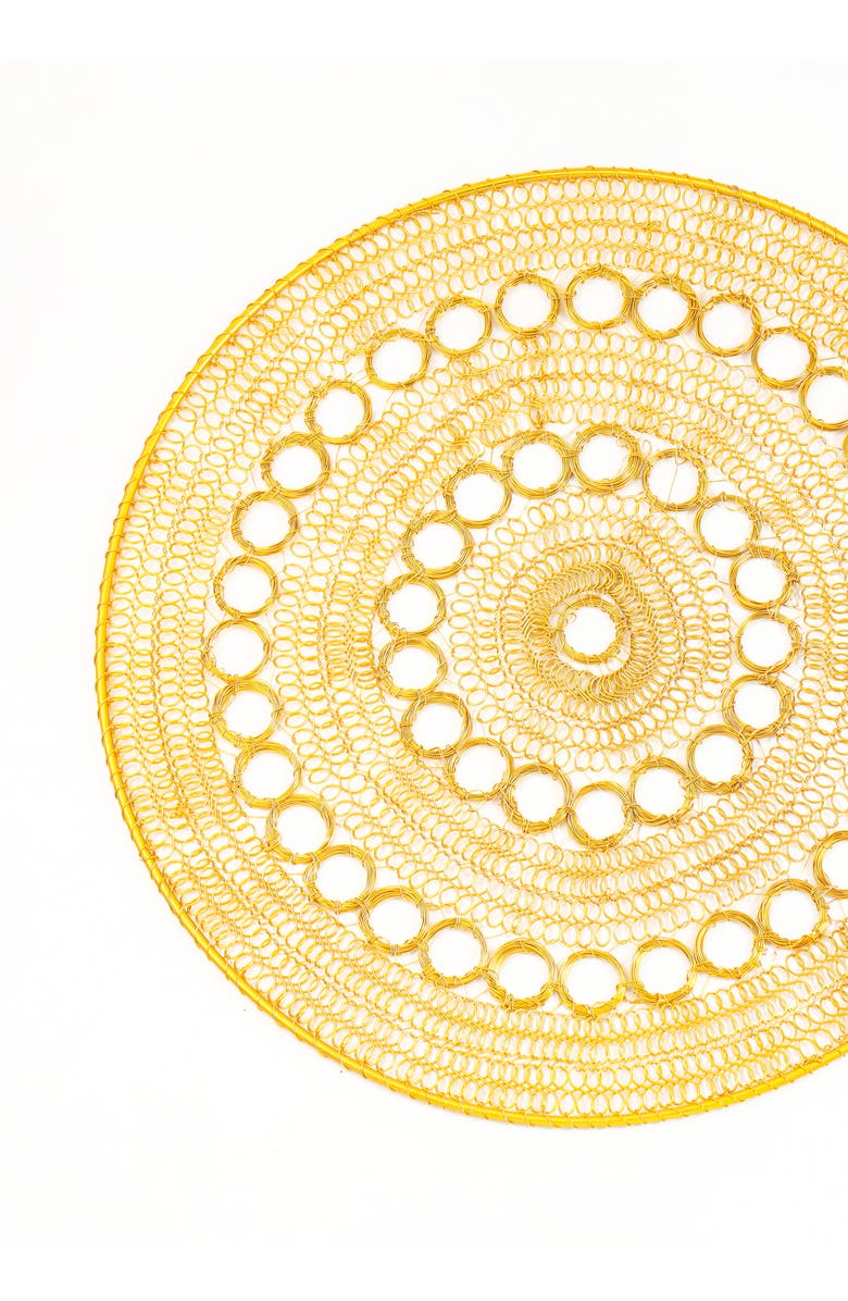 Tiramisu Celestial Rings Set of 4 Metal Placemats, Alternate, color, Gold