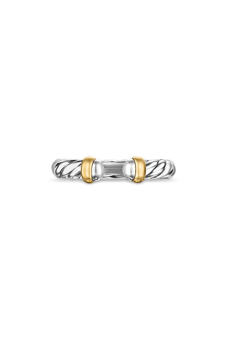 Petite Cable Ring in Sterling Silver with 14K Yellow Gold, Main, color, STERLING SILVER/ GOLD