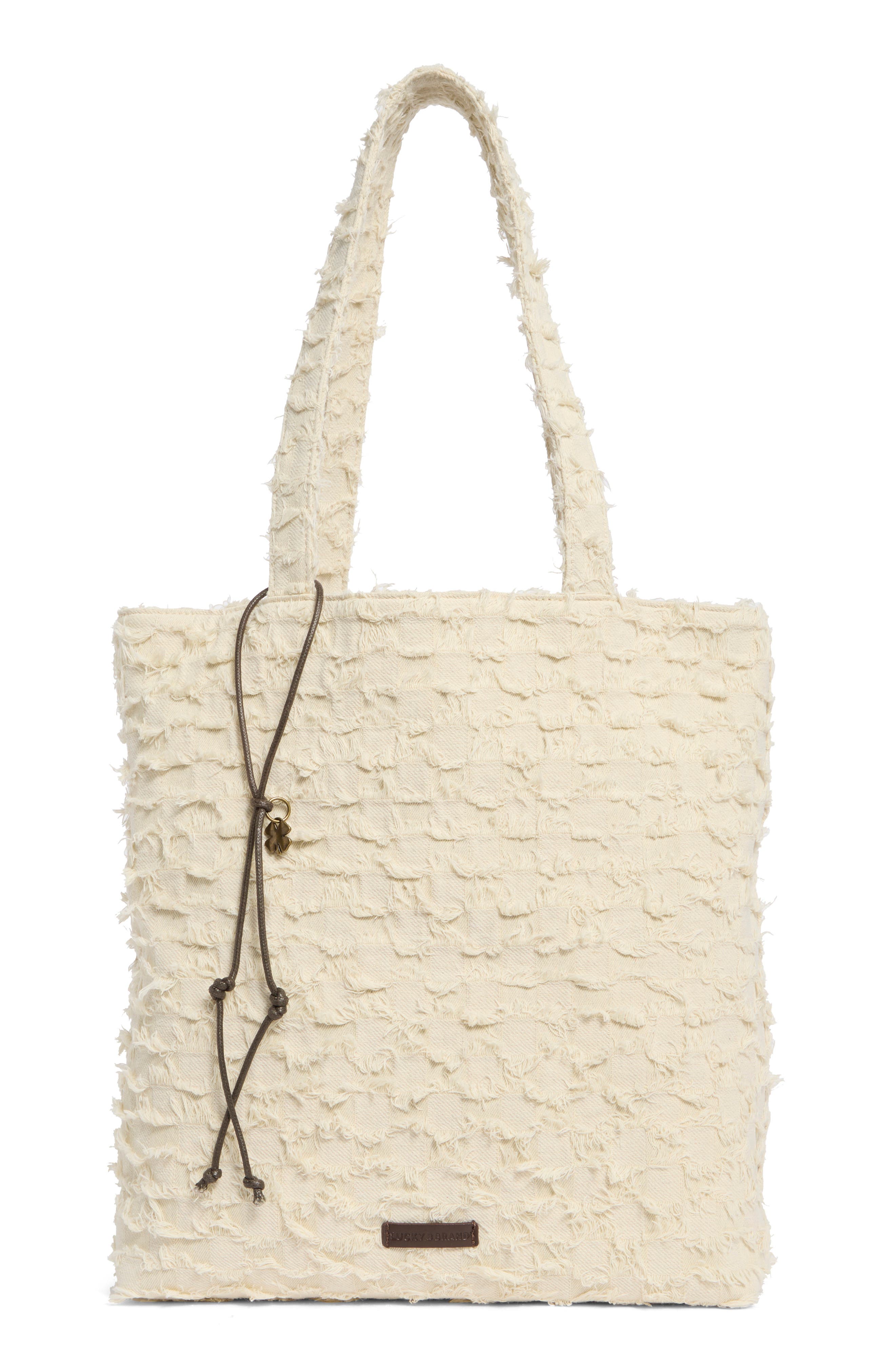 Pira Canvas Book Tote Bag, Alternate, color, NATURAL CHECKERED DENIM