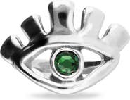 UNODE50 Sterling Silver Plated Eye-Shaped Ring with Green Faceted Crystal